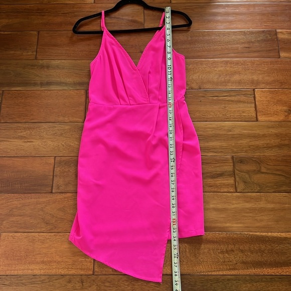 Hot Pink Sugar+Lips deep v-neck dress Size Small - Picture 8 of 8